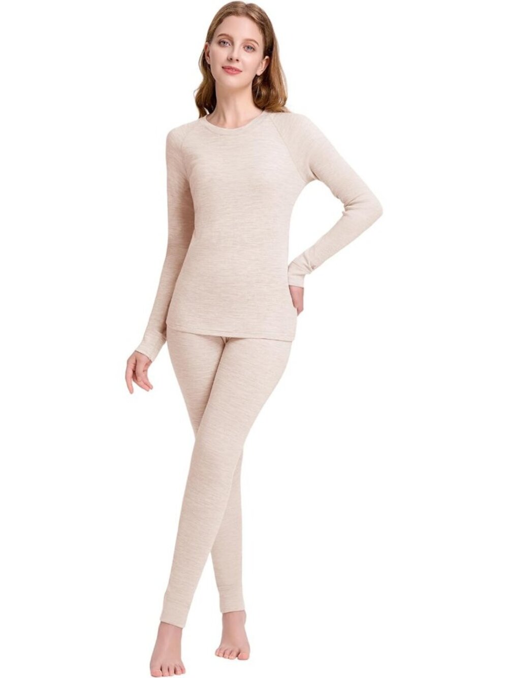 Cozy Women's 100% Merino Wool Thermal Base Layer Set for Ultimate Warmth